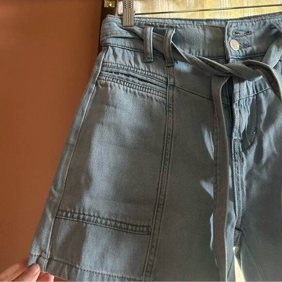 Hudson Utility Short Spring Indigo Blue Lyocell Denim Belt Tie Waist NWT Size 24 - Picture 5 of 9